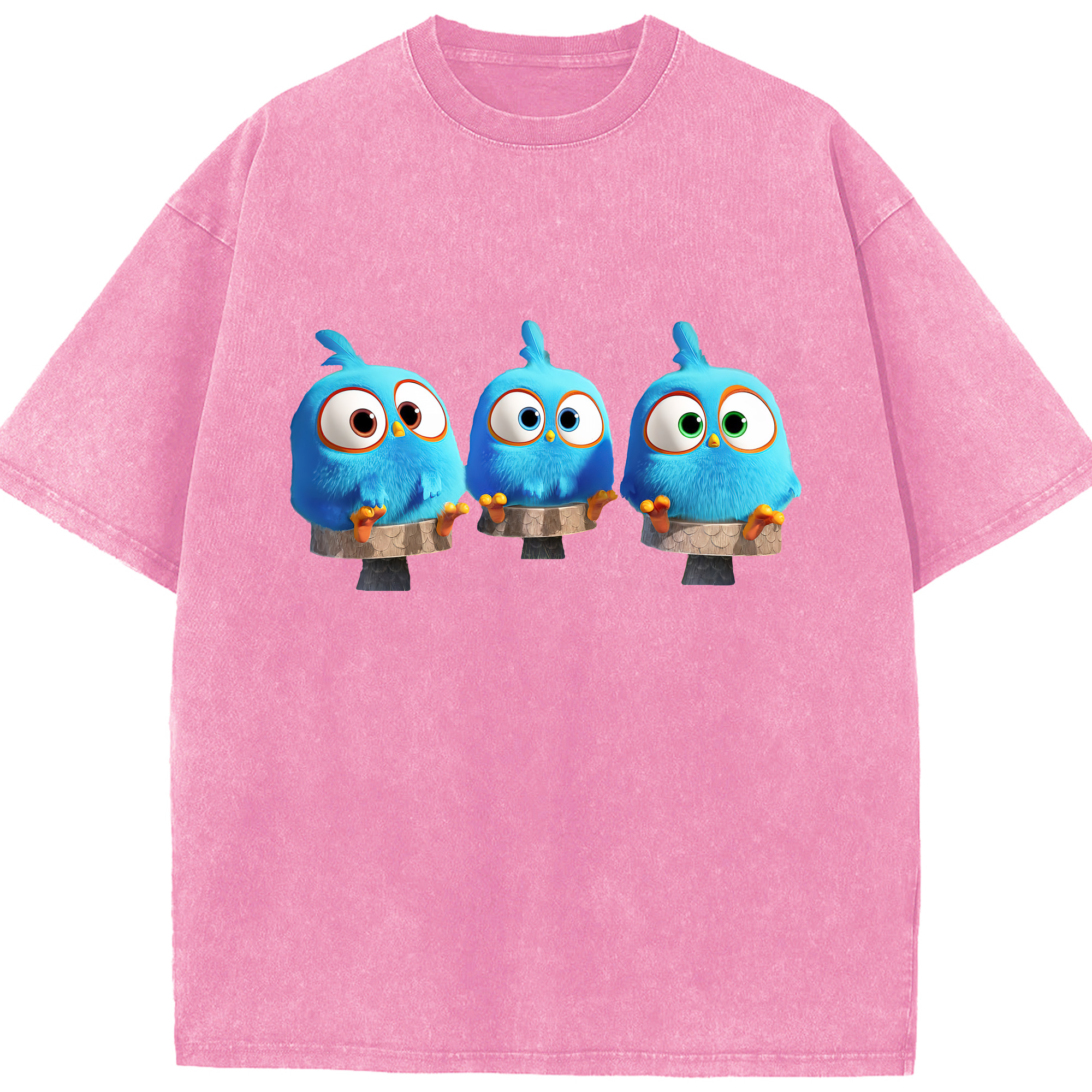 （画像用） Angry Birds アングリーバード 綿100% ヴィンテージ風 半袖Tシャツ（フロントプリント）